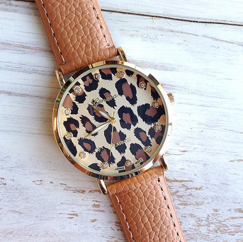 DAMSKI  ZEGAREK SKÓRZANY LEOPARD